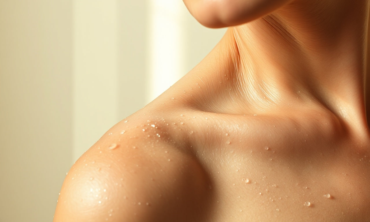 Close-up of dewy, hydrated skin